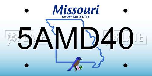 5AMD40 Missouri License Plate