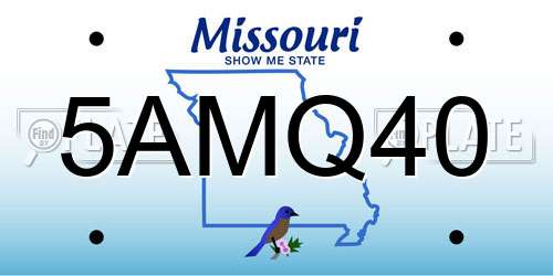 5AMQ40 Missouri License Plate