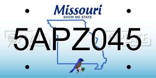 5APZ045 Missouri License Plate
