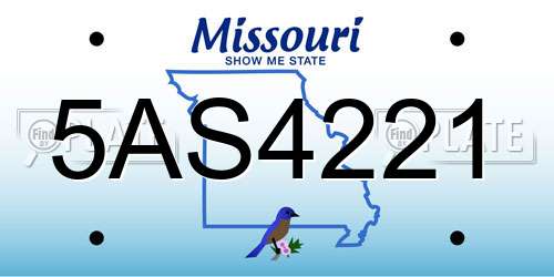 5AS4221 Missouri License Plate
