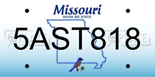 5AST818 Missouri License Plate