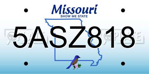 5ASZ818 Missouri License Plate