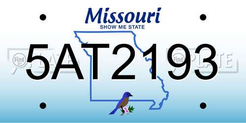 5AT2193 Missouri License Plate