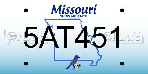 5AT451 Missouri License Plate
