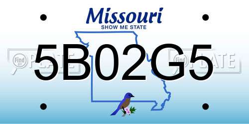 5B02G5 Missouri License Plate