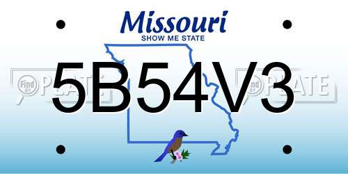5B54V3 Missouri License Plate