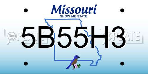 5B55H3 Missouri License Plate