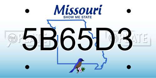 5B65D3 Missouri License Plate