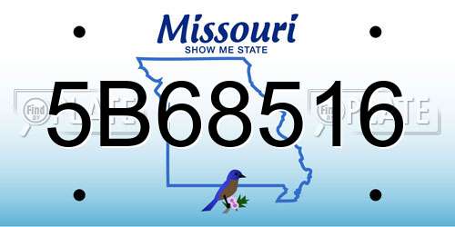 5B68516 Missouri License Plate