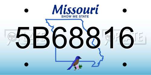5B68816 Missouri License Plate