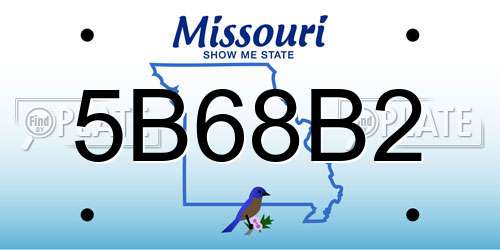 5B68B2 Missouri License Plate