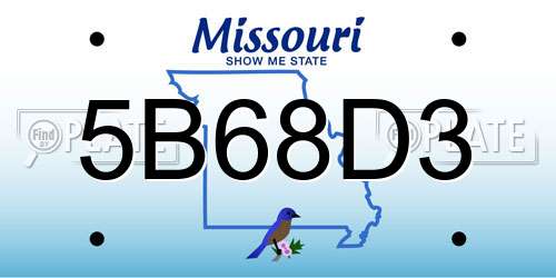 5B68D3 Missouri License Plate