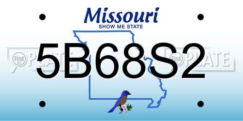 5B68S2 Missouri License Plate