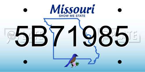 5B71985 Missouri License Plate