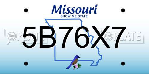 5B76X7 Missouri License Plate