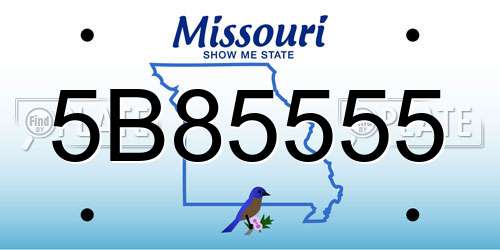 5B85555 Missouri License Plate