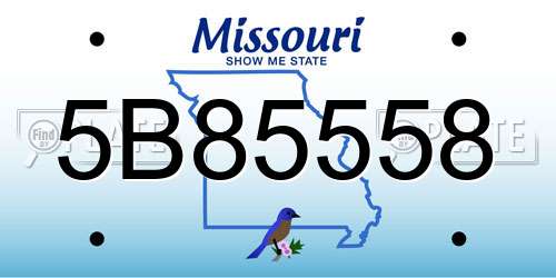 5B85558 Missouri License Plate