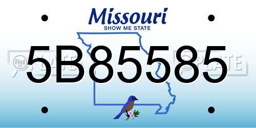 5B85585 Missouri License Plate