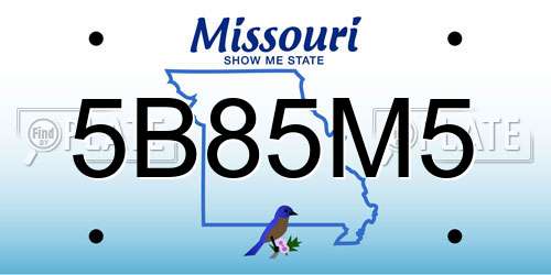 5B85M5 Missouri License Plate