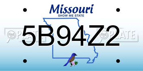 5B94Z2 Missouri License Plate