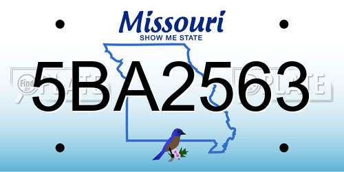 5BA2563 Missouri License Plate