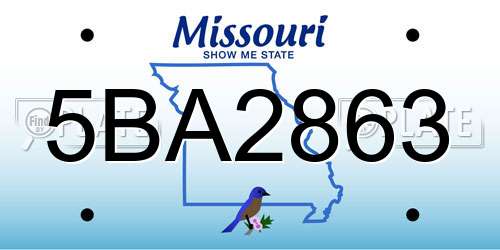 5BA2863 Missouri License Plate