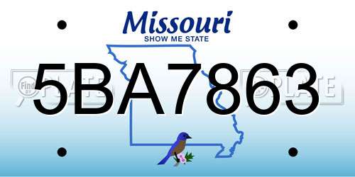 5BA7863 Missouri License Plate