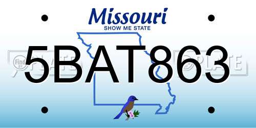 5BAT863 Missouri License Plate