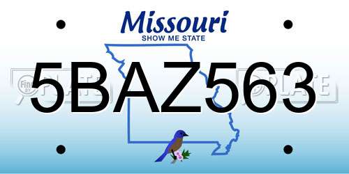 5BAZ563 Missouri License Plate