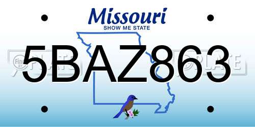 5BAZ863 Missouri License Plate