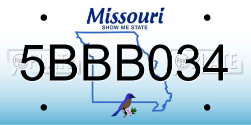 5BBB034 Missouri License Plate
