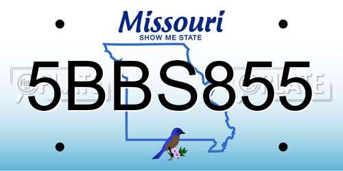 5BBS855 Missouri License Plate