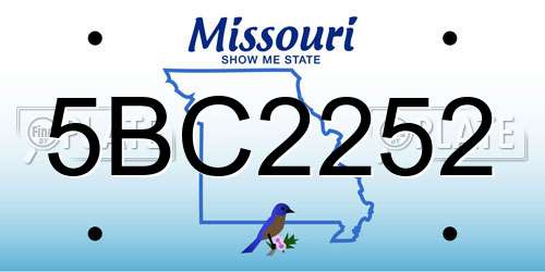 5BC2252 Missouri License Plate