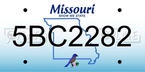 5BC2282 Missouri License Plate