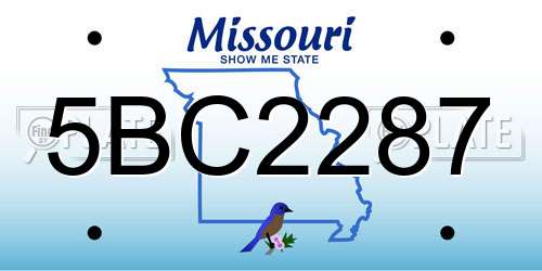 5BC2287 Missouri License Plate