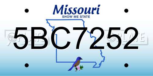 5BC7252 Missouri License Plate