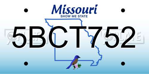 5BCT752 Missouri License Plate