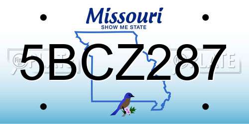 5BCZ287 Missouri License Plate