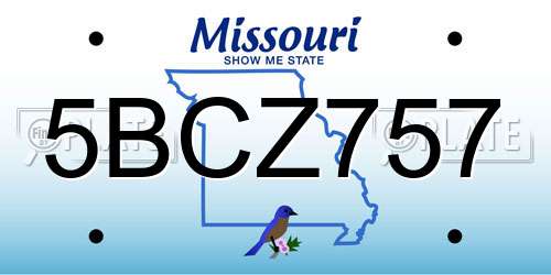 5BCZ757 Missouri License Plate