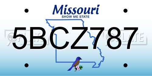 5BCZ787 Missouri License Plate