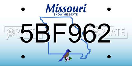 5BF962 Missouri License Plate