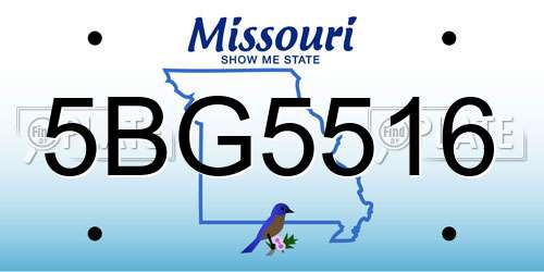 5BG5516 Missouri License Plate