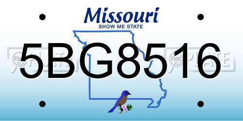 5BG8516 Missouri License Plate