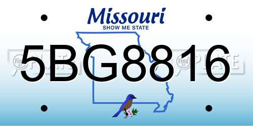 5BG8816 Missouri License Plate