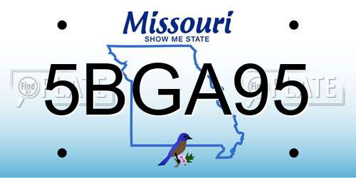 5BGA95 Missouri License Plate