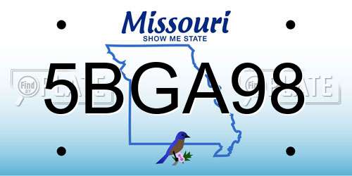 5BGA98 Missouri License Plate