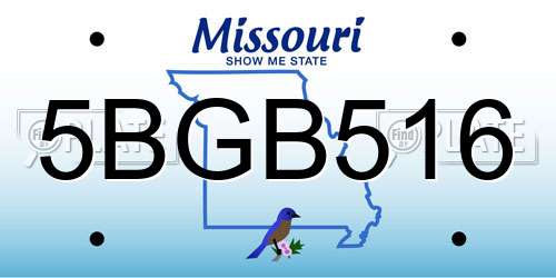 5BGB516 Missouri License Plate