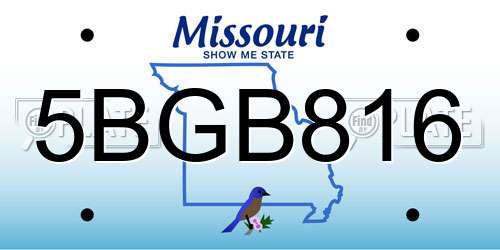 5BGB816 Missouri License Plate