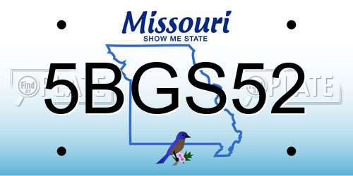 5BGS52 Missouri License Plate