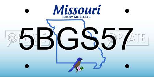 5BGS57 Missouri License Plate